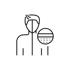 Pale or yellowish skin color line icon. Human diseases.