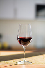 red wine in the glass