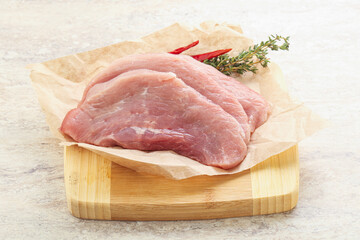 Raw pork schnitzel for roast