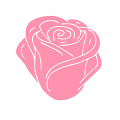 Vector hand drawn doodle sketch pink colored rose flower isolated on white background