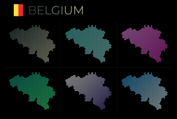 Belgium dotted map set. Map of Belgium in dotted style. Borders of the country filled with beautiful smooth gradient circles. Astonishing vector illustration.