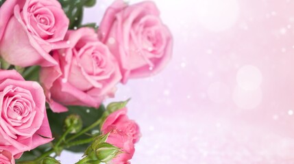 Fototapeta na wymiar Bouquet of beautiful fresh bright pink roses