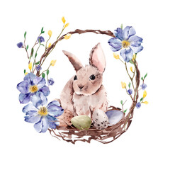 easter bunny with basket of eggs