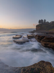 Morning seascape view of Avalon Beach coastline, Sydney, Australia.