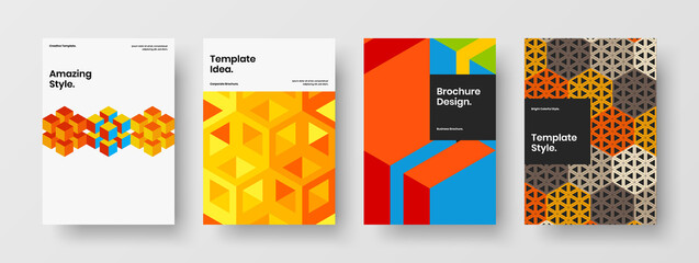 Modern flyer vector design illustration collection. Creative geometric shapes annual report template set.