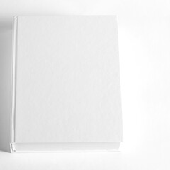 Mockup of closed blank square book at white textured paper background