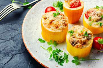 Baked squash and zucchini with quinoa