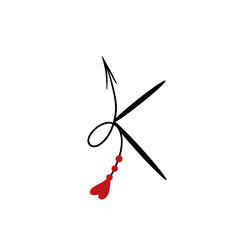 Latin alphabet letter decorated with hearts and arrows vector illustration.