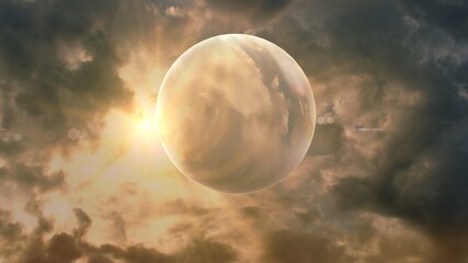 Full Moon Sky Dark Clouds With Sunlight Fantasy Nature 3d Illustration