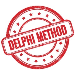 DELPHI METHOD text on red grungy round rubber stamp.