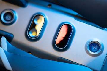 View of the lower part of the drone body, diode illumination,infrared obstacle detection sensors,...