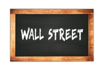 Fototapeta premium WALL STREET text written on wooden frame school blackboard.