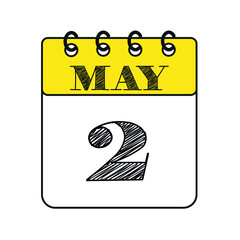 May 2 calendar icon. Vector illustration in flat style.