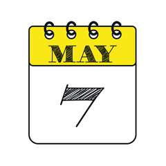 May 7 calendar icon. Vector illustration in flat style.