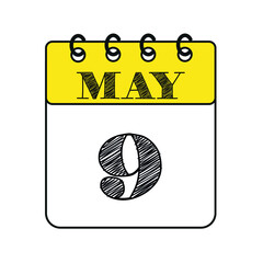 May 9 calendar icon. Vector illustration in flat style.
