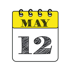 May 12 calendar icon. Vector illustration in flat style.