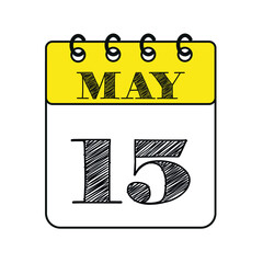May 15 calendar icon. Vector illustration in flat style.