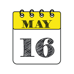 May 16 calendar icon. Vector illustration in flat style.