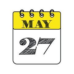 May 27 calendar icon. Vector illustration in flat style.