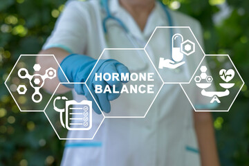 Concept of hormone balance. Hormonal therapy. Hormones treatment medical innovation. - obrazy, fototapety, plakaty