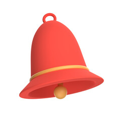 Fototapeta premium Red bell icon isolated on white. 3D render illustration