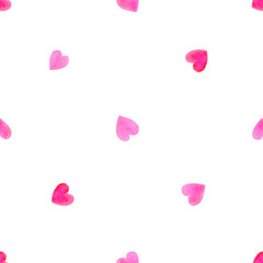 Hearts seamless patterns. Tender print. Watercolor illustration, hand painting. 