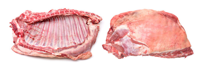 raw lamb meat on white background © zcy