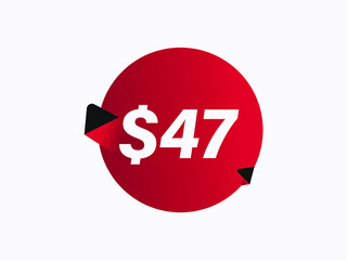 $47 USD sticker vector illustration