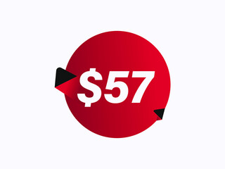 $57 USD sticker vector illustration