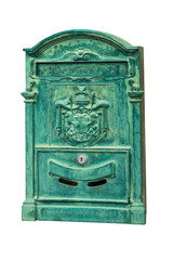 Grüner altertümlicher Briefkasten aus Metall