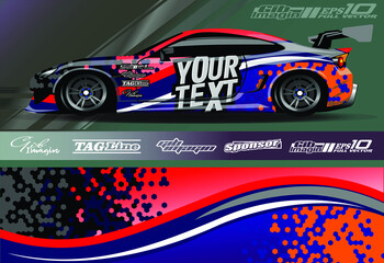 Race car wrap decal designs. Abstract racing and sport background for car livery or daily use car vinyl sticker