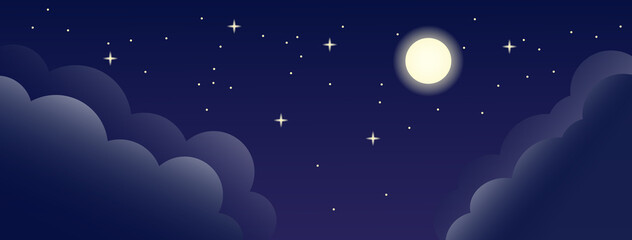 Night sky with clouds and stars, background