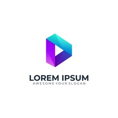 Modern Gradient colorful media play logo template