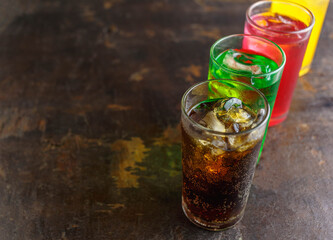 Category soft drink in a glass with ice