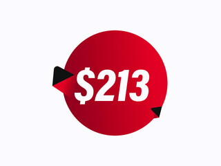 $213 USD sticker vector illustration