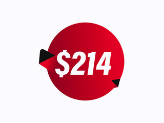 $214 USD sticker vector illustration
