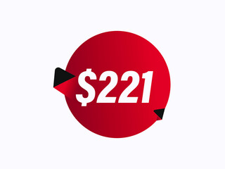 $221 USD sticker vector illustration