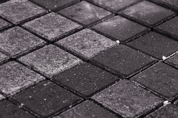 Black and white photography. Paving stones close-up.