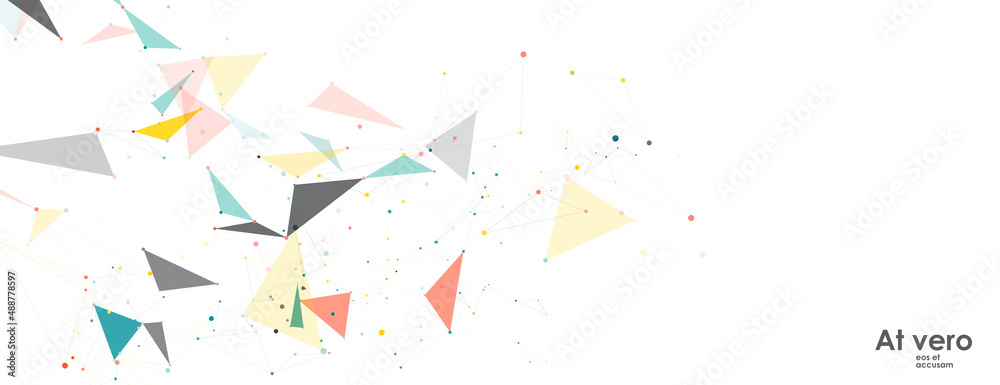 Poster Network connection technology. Vector connect dots and lines. Abstract polygonal design. Color triangle concept
