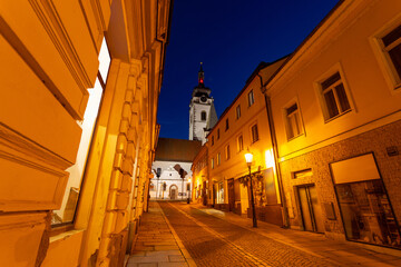 Street in Pisek - town in South Czechia.