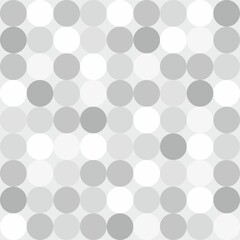 Tile vector pattern with big white, grey and black polka dots on grey background