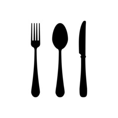 Set of fork spoon and knife graphic symbols. EPS-10. Vector illustration.