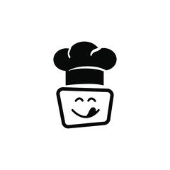 Drawing of a chef's hat with a smiley frame. EPS-10. Vector illustration for graphic design, Web, UI, mobile upp.