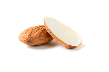 Almonds nut isolated on white background. They are highly nutritious and rich in healthy fats