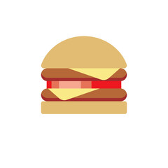 Delicious hamburger flat design burger vector illustration design illustration. Fast food products in flat style on white background. Vector illustration.