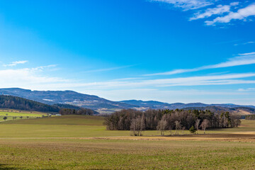 Fototapeta premium Countryside landscape in South Czechia. Early spring.
