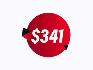 $341 USD sticker vector illustration
