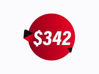 $342 USD sticker vector illustration