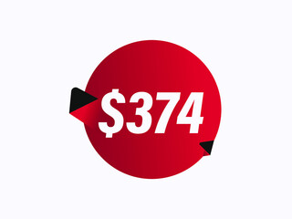 $374 USD sticker vector illustration