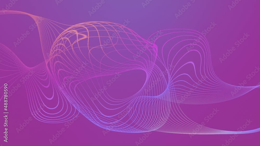 Poster 3d rendering loop animation from the contours of the neon color lines HD